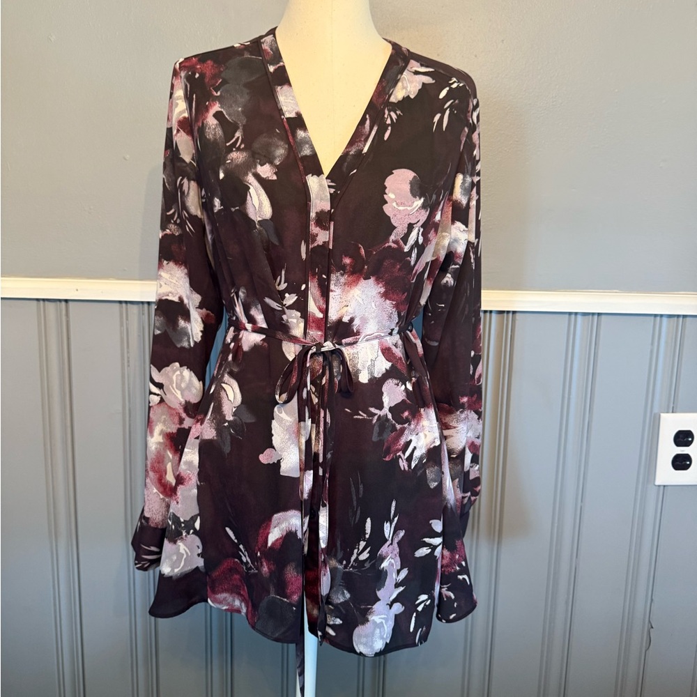 Simply Vera Vera Wang Floral Blouse - Black and Pink